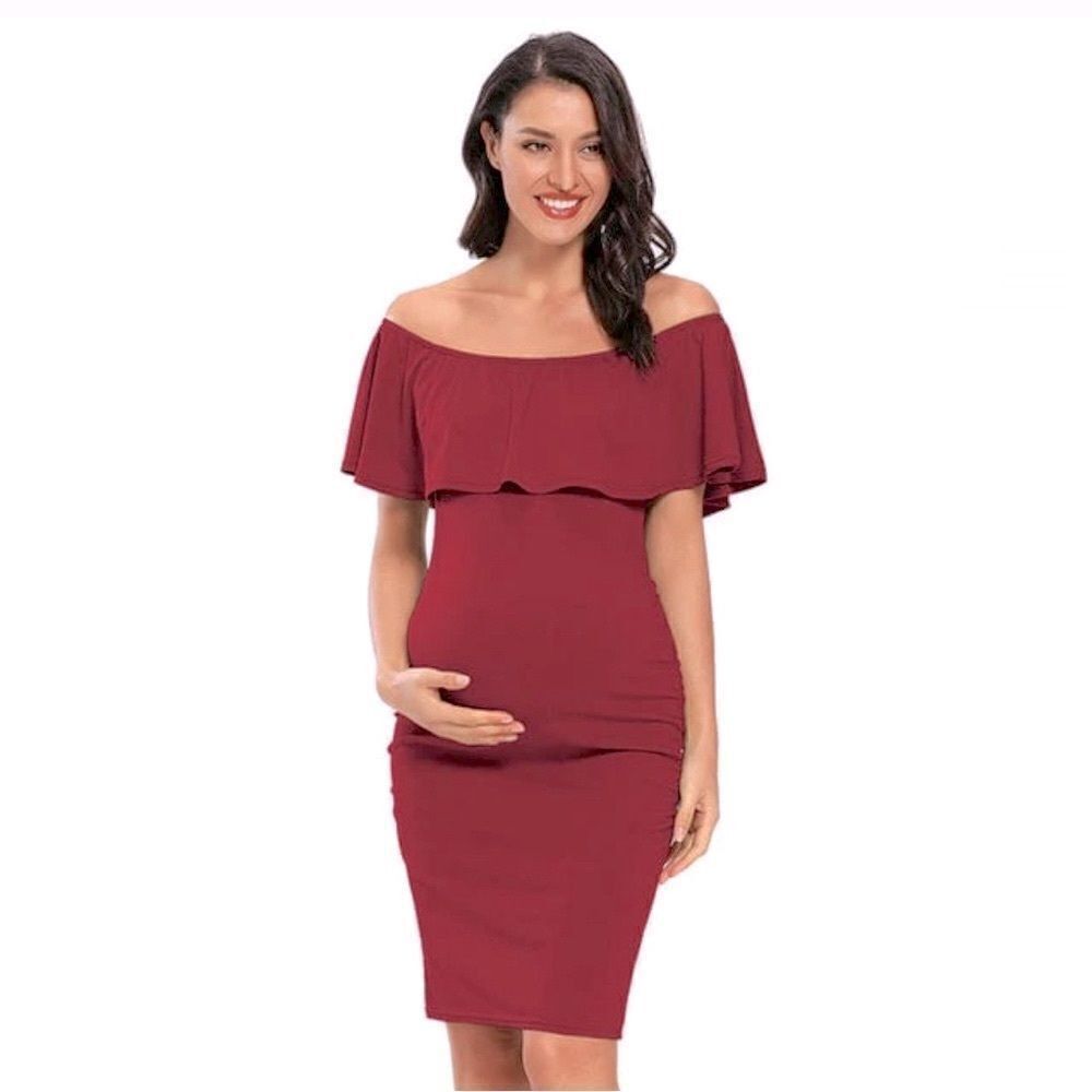 Miss Qee Off Shoulder Maternity Dress